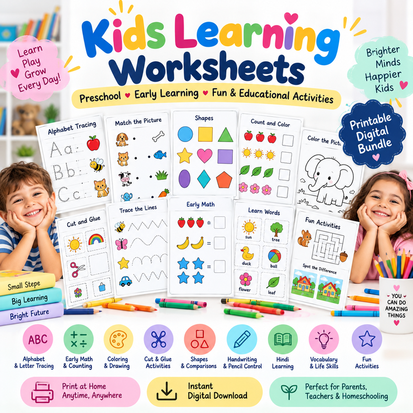 500+ Kids Learning Worksheets Mega Bundle – Preschool & Early Learning ...